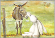 Mimi petting donkey, giclee print