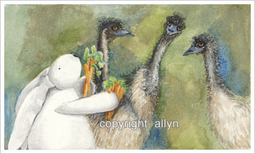 Mimi and her emu friends 