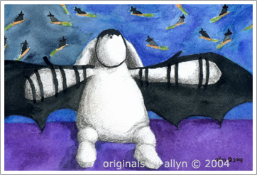 Mimi dressed as a bat for Halloween, giclee print